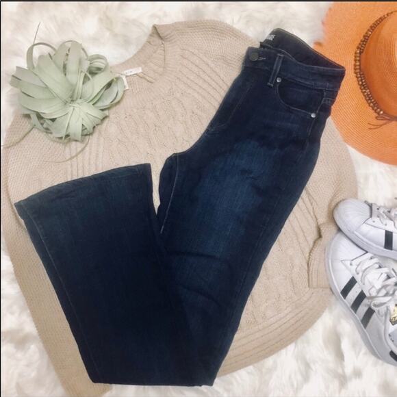 PAIGE Bell Canyon Dark Wash Blue High Rise Flares Denim Jeans 27 Stretch - Picture 3 of 10